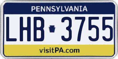 PA license plate LHB3755