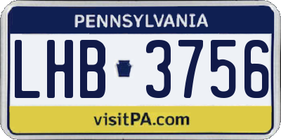 PA license plate LHB3756