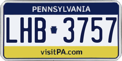 PA license plate LHB3757