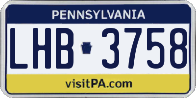 PA license plate LHB3758
