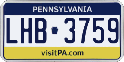 PA license plate LHB3759