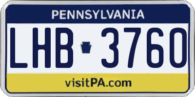 PA license plate LHB3760