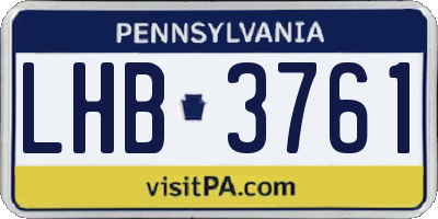 PA license plate LHB3761