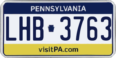 PA license plate LHB3763