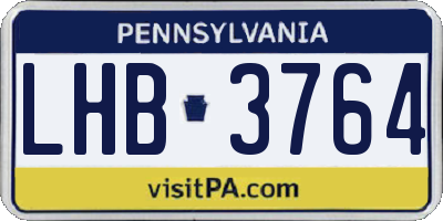 PA license plate LHB3764