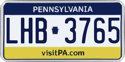 PA license plate LHB3765