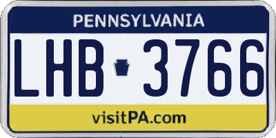 PA license plate LHB3766