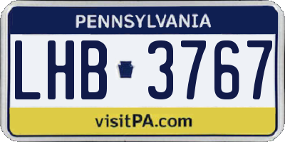 PA license plate LHB3767