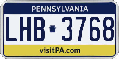PA license plate LHB3768