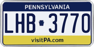 PA license plate LHB3770