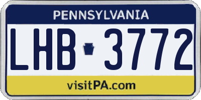 PA license plate LHB3772