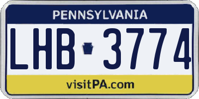 PA license plate LHB3774