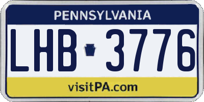 PA license plate LHB3776