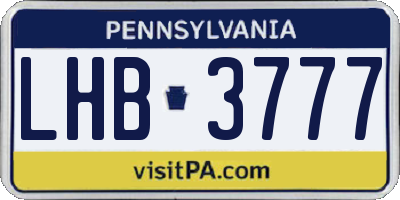 PA license plate LHB3777