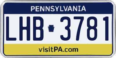 PA license plate LHB3781
