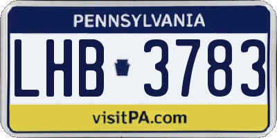 PA license plate LHB3783