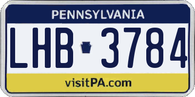 PA license plate LHB3784