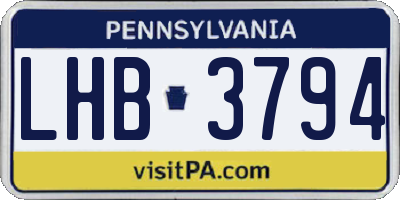 PA license plate LHB3794