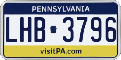 PA license plate LHB3796