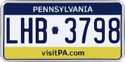 PA license plate LHB3798