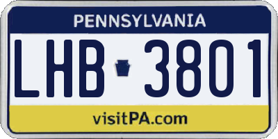 PA license plate LHB3801