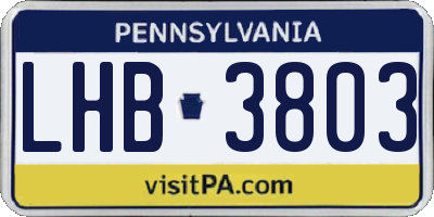 PA license plate LHB3803