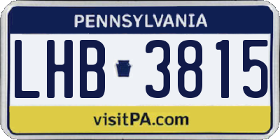 PA license plate LHB3815
