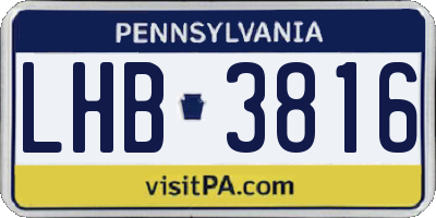 PA license plate LHB3816