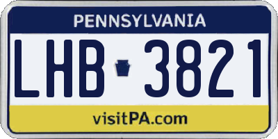 PA license plate LHB3821