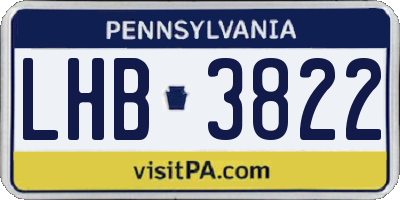 PA license plate LHB3822
