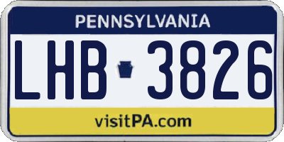 PA license plate LHB3826