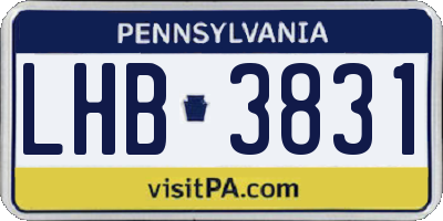 PA license plate LHB3831
