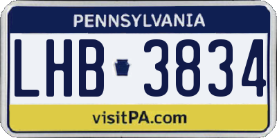 PA license plate LHB3834