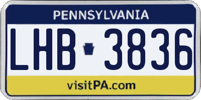 PA license plate LHB3836