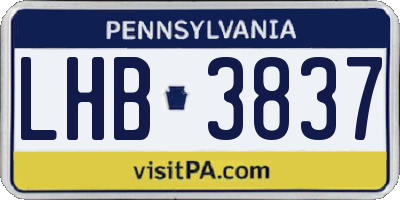 PA license plate LHB3837