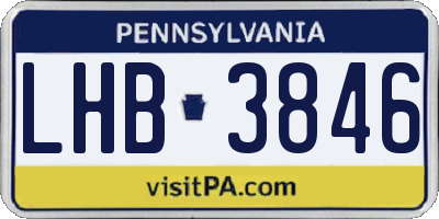 PA license plate LHB3846