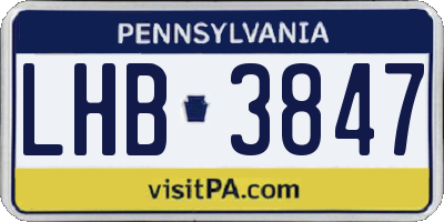 PA license plate LHB3847