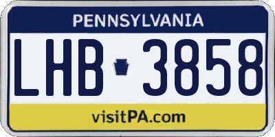 PA license plate LHB3858