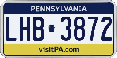 PA license plate LHB3872