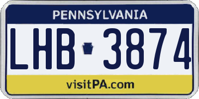 PA license plate LHB3874