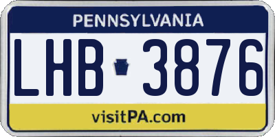 PA license plate LHB3876