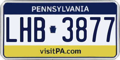 PA license plate LHB3877