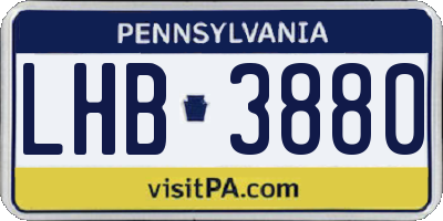 PA license plate LHB3880