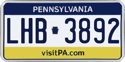 PA license plate LHB3892