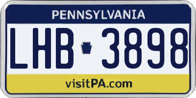 PA license plate LHB3898