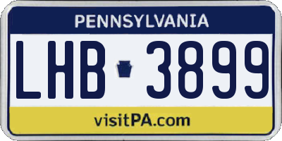 PA license plate LHB3899