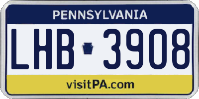 PA license plate LHB3908