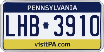PA license plate LHB3910