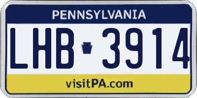 PA license plate LHB3914