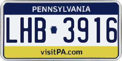 PA license plate LHB3916